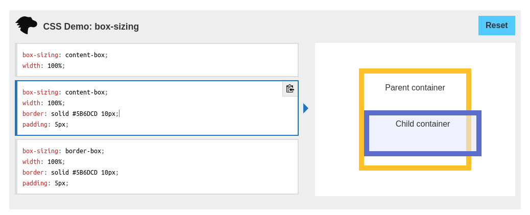 Box sizing content-box